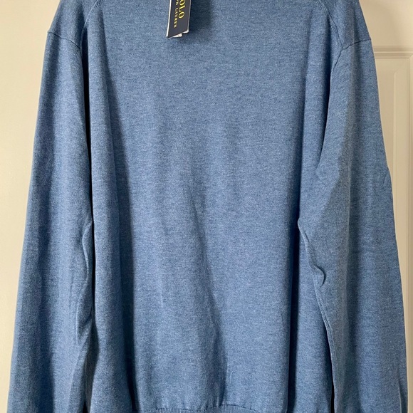 NWT Polo Ralph men’s Lauren Pima Cotton Sweater Blue L - Picture 9 of 15